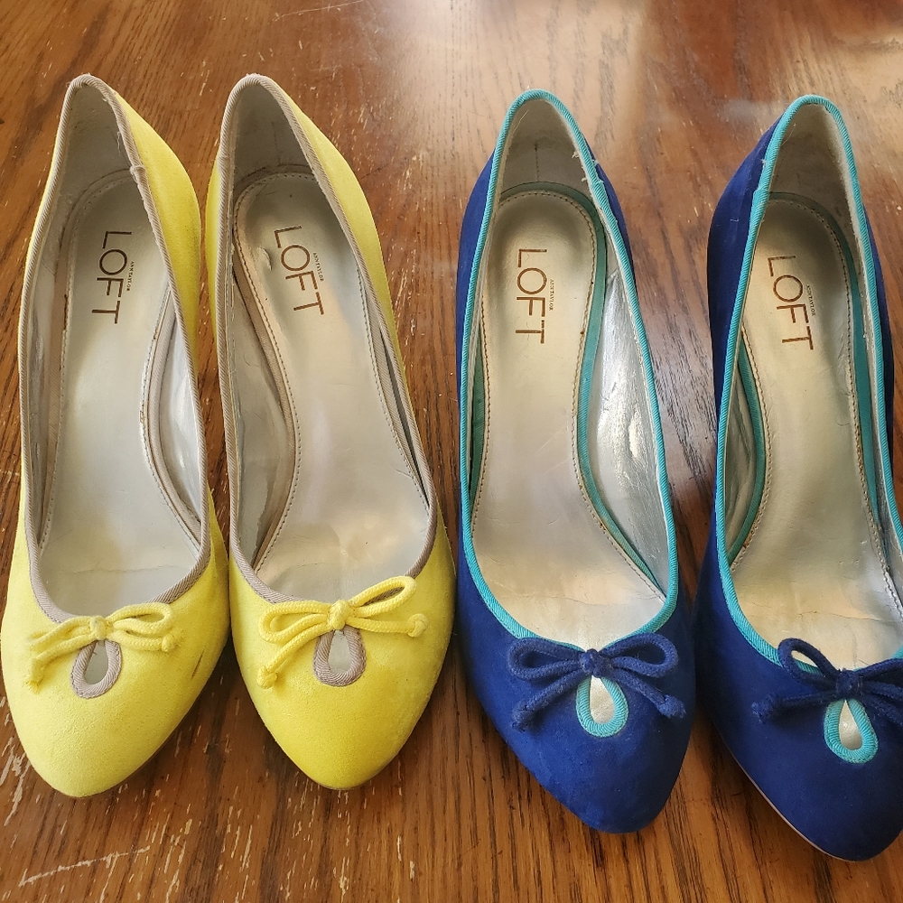 2 pairs of beautiful suede heels by loft